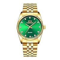 Fashion Luxury Men Watch Gold Quartz Wrist Watch Stainless Steel Rhinestone Mens Watches Casual Waterproof Clock