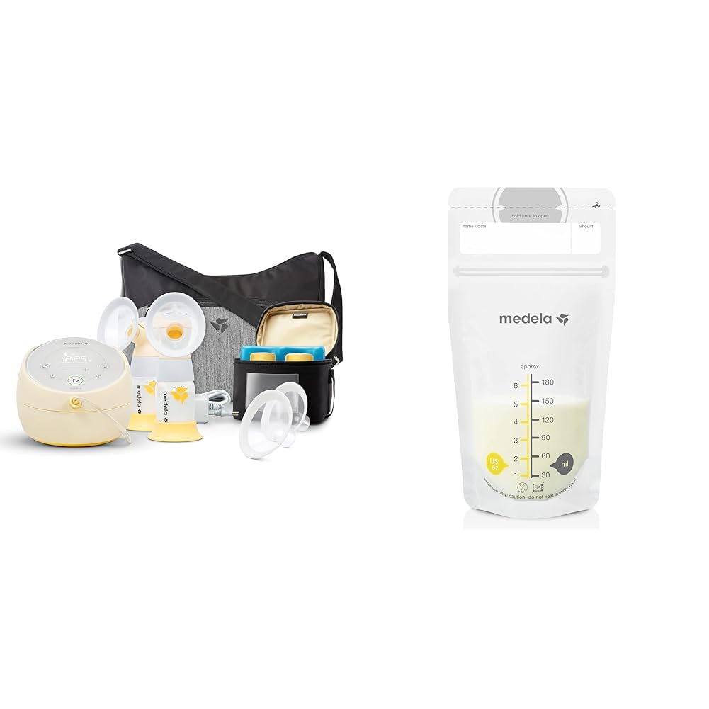 Medela Sonata Smart Breast Pump, Hospital Performance Double Electric Breastpump, Rechargeable & Breast Milk Storage Bags, 100 Count, Ready to Use Breastmilk Bags for Breastfeeding