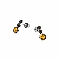 Multi-Color Baltic Amber Earrings in Sterling Silver 2988