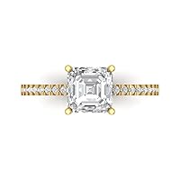 Clara Pucci 1.76 Brilliant Asscher Cut Solitaire W/Accent Stunning Moissanite Anniversary Promise Engagement ring Solid 18K Yellow Gold
