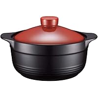 Ceramic Casserole Earthen Pot Casserole Pot Stew Pot Ceramic Casserole Clay Cooking Pot - Dry Burning Without Cracking, Durable and Fading, Capacity 3.2L-Black_Capacity 3.2L