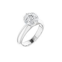 950-Sterling Silver 1 1/5 Ct Diamond Cluster Engagement Ring