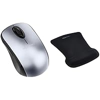 Amazon Basics Wireless Mouse with Nano Receiver and Gel Mouse Pad with Wrist Rest , Silver