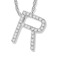 Diamond Initial Pendant R in 14k White Gold