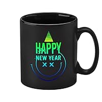 Printed Ceramic Coffee Mug | 330 ml | Best Gift for Loving Ones | Happy New Year Black Mug