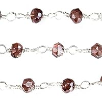 Mystic Rhodolite Garnet Faceted rondelles on Silver Plated Chain by The Foot