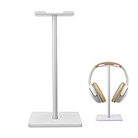 Deear Headphone Stand Gaming Headset Holder Universal Aluminum Metal Headphone Holder Hanger with Aluminum Supporting Bar Flexible Headrest ABS Solid Base for All Headphone,White