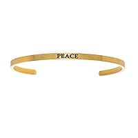 Intuitions Stainless Steel Yellow Finish peace Cuff Bangle