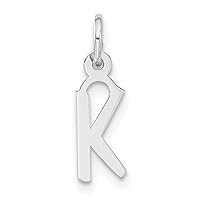 Sterling Silver Small Slanted Block Initial K Charm Fine Jewelry Gift For Her For Women