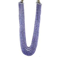 LKBEADS Gorgeous 6 String Tanzanite Smooth Rondelle Necklace, Tanzanite Rondelle Necklace, Tanzanite Beads 4-9mm,Lenght 20-25 inch Code-HIGH-61339