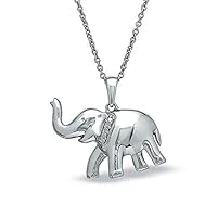 Elephant Animal Love Pendant Necklace with Created Diamonds 14K White Gold Finish