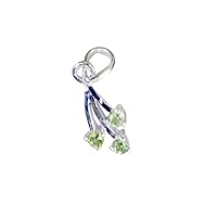 Excellent 925 Sterling Silver Genuine Peridot Pendant for Girl's