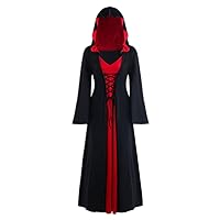 NP S-XL Women's Hooded Dress Long Sleeve Cosplay Witch Dress Xmas for Women