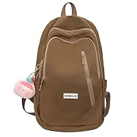 Cute Backpack for Women Men, Kawaii Y2K Grunge Solid Color Harajuku Hiking Travel Aesthetic Rusksack (coffee)