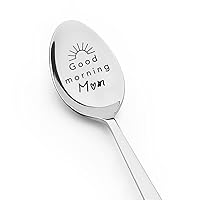 Mother Gift from Daughter Son Good Morning Mom Spoon Tea Coffee Spoon Engraved Mum Birthday Mother's Day Gifts for Mummy Spoons for Ice Cream Tea Lovers