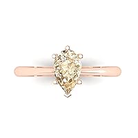 Clara Pucci 0.9ct Pear Cut Solitaire Genuine Natural Morganite Proposal Wedding Bridal Designer Anniversary Ring 14k Rose Gold for Women