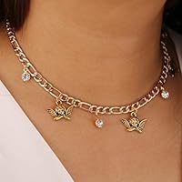 Angel rhinestone simple necklace female personality creative retro clavicle chain