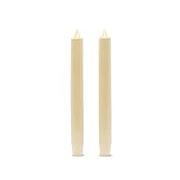 Luminara Set of 2 Moving Flame LED Taper (1x9.75), Flameless Candle, Melted Edge, Smooth Wax, Unscented (Ivory)