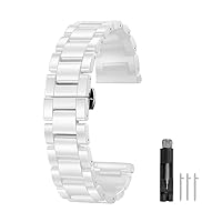 Three Beads Ceramic Watch Band Quick Release Waterproof Watch Strap Deployment Clasp Watch Bracelet for Wrist Watch Band Accessories Women Men Universal 14mm 16mm 18mm 20mm 22mm