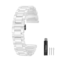 JBR Three Beads Ceramic Watch Band Quick Release Waterproof Watch Strap Deployment Clasp Watch Bracelet for Wrist Watch Band Accessories Women Men Universal 14mm 16mm 18mm 20mm 22mm