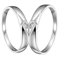 Aleafa Armlet Presents Silver Plated 2 Pcs His and Her Heart Shape Matching Promise Couple Rings for Lovers Wedding Engagement Band Valentine Gift Sets Jewellery for Men #Aport-1458