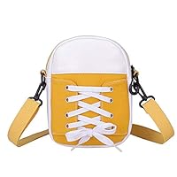 Internet celebrity same style Korean version ins stitching canvas crossbody bag women's bag new student shoulder bag creative multi-purpose (yellow)
