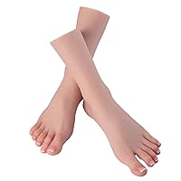 YRZGSAWJ Realistic Silicone Feet Lifesize Mannequin Female Foot Model for Shoes Sock Modeling Photos Jewelry Practice Tattooing Prank Prop (A Pair of feet Color 1)