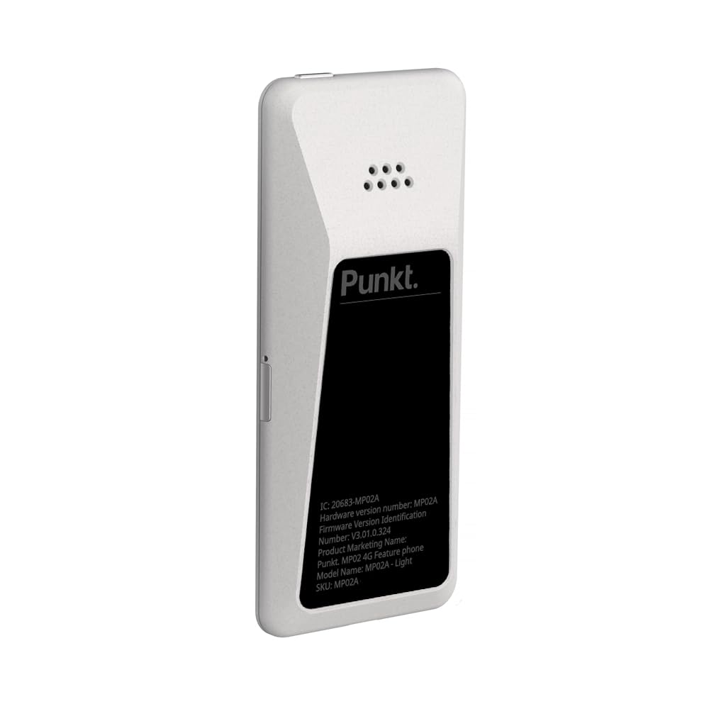 Punkt. MP02 4G LTE Unlocked Cell Phone - Secure Minimalist Mobile Phone for Talk & Text, Wi-Fi, 2GB RAM+16GB Storage, Long Lasting Battery, Easy to Use, Ultra-Private - Light Grey