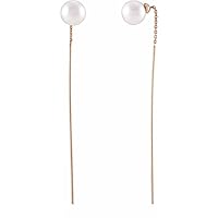 14k Rose Gold Polished White Freshwater Cultured Pearl Threader Earring Jewelry Gifts for Women