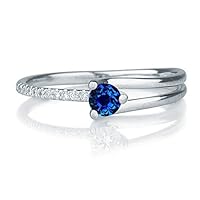 1.25 carat Round Cut Sapphire and Diamond Engagement Ring in 10k White Gold