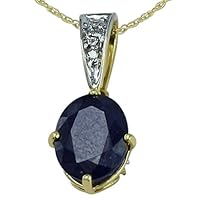 Blue Sapphire Gf Natural Gemstone Oval Shape Pendant 10K, 14K, 18K Yellow Gold Wedding Jewelry