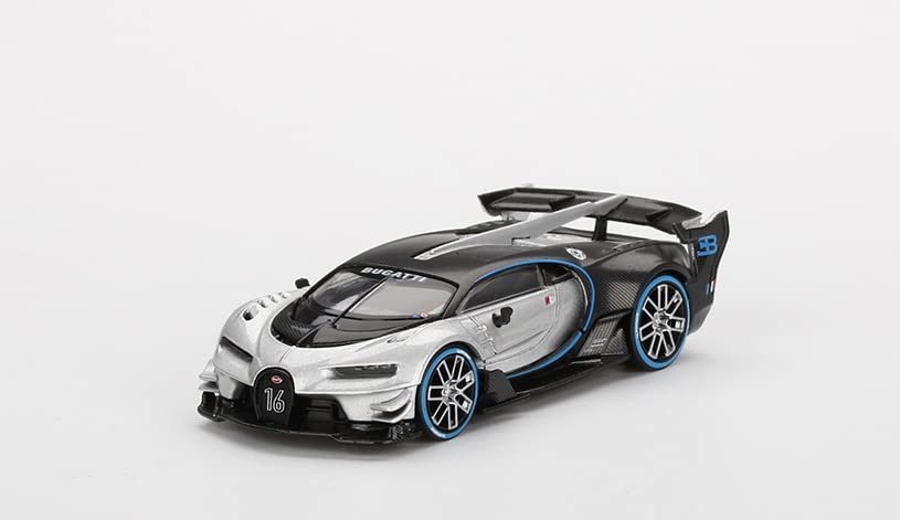 Bugatti Vision Gran Turismo Sliver and Carbon 1/64 Diecast Model Car by True Scale Miniatures MGT00369