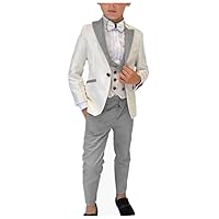 LIBODU Suits for Boy Wedding Tuxedo Slim Fit(Jacket+Pants+Vest) Dinner Party Performance