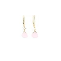 Guntaas Gems Pink Chalcedony Earring Brass Gold Plated Mini Checker Cut Gemstone Earrings for Women and Girls Heart Shape Beautiful Fashion Jewelry For Her