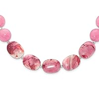 15.5mm 925 Sterling Silver Pink Agate Pink Dyed Jade Rose Quartz Crystal Necklace 24.25 Inch Jewelry for Women