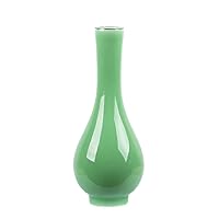 Celadon Vase,Jade Green Porcelain Flower Vase,7.5in/19cm Tall,2 Colors-Plum&Light Green,龙泉青瓷花瓶(弟窑) (Plum Green)