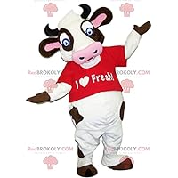 Very funny cow REDBROKOLY Mascot with a red t-shirt.