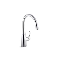 KOHLER 22034-CP Simplice Single Handle Kitchen Bar Faucet, Prep Sink Faucet, Wet Bar Faucet, Faucet for Bar Sink, Polished Chrome, 7-1/4