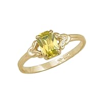 Girls Jewelry - 10K Yellow Gold Simulated Birthstone Ring (size 4)