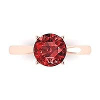 Clara Pucci 2.0 ct Round Cut Solitaire Natural Garnet Engagement Bridal Promise Anniversary Ring in 14k Rose Gold