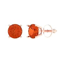 1.0 ct Round Cut VVS1 Conflict Free Solitaire Red Classic Designer Stud Earrings Solid 14k Rose Gold Screw Back