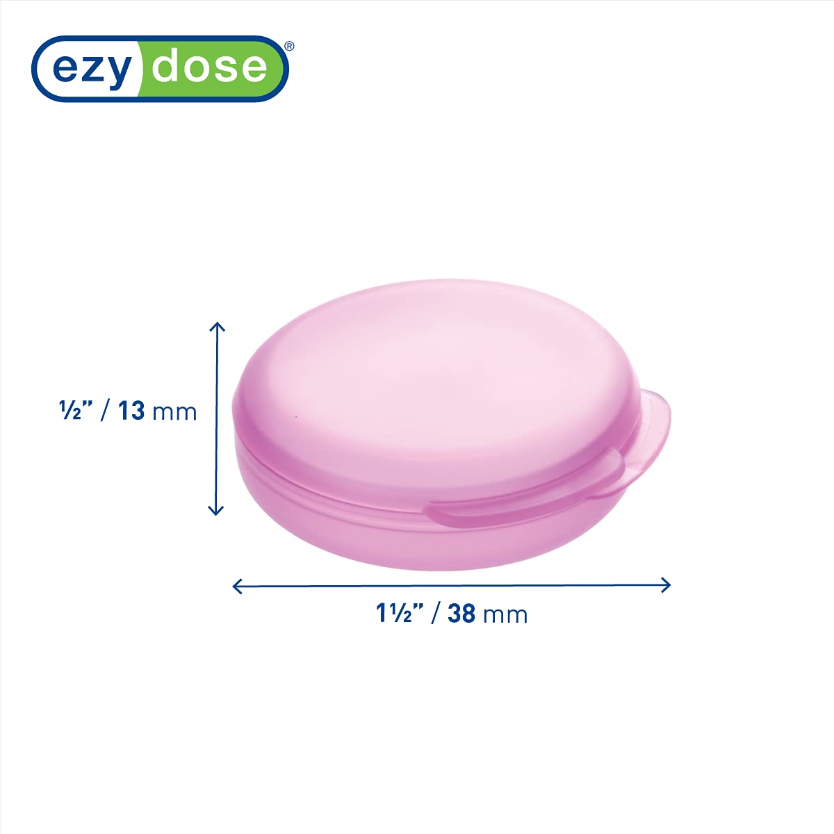 Ezy Dose Daily Round, Portable On-The-Go, Pill Box, Organizer and Vitamin Containers, Snap Shut Lids, Perfect For Traveling, Colors May Vary, 2 Pack