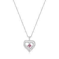 Forever Love Heart Pendant Necklaces for Women 925 Sterling Silver with Birthstone Swarovski Crystal, Birthday,Anniversary,Party,Jewelry Gift for Mom Women Girls(Oct.-Silver)