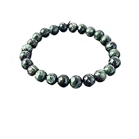 Natural Seraphinite  8mm rondelle smooth 7inch Semi-Precious Gemstones Beaded Bracelets for Men Women Healing Crystal Stretch Beaded Bracelet Unisex