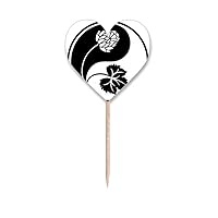 Culture Yin-yang Flower Pattern Toothpick Flags Heart Lable Cupcake Picks