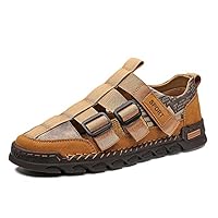 Men's Sandals Slide Shoes Beach Gladiator Shoes Out Summer Leather Slip On Casual Leisure Light-weight Breathable Flats For male