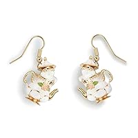 Mouse in My Teapot Earrings, Tea Cup Chipmunk Earrings, Cute Chipmunk Squirrel in Teapot Jewelry, Cartoon Animal Charm Earrings, Cute Animal Jewelry Gift for Women Girls
