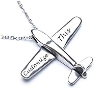 Stereoscopic Aircraft Model Personalized Necklace Custom Engraved Name Pendant Necklace Pilot Gift