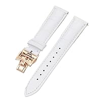19mm 20mm 22mm Double-Sided Cowhide Watch Bands for Vacheron VC Watch Strap Constantin for Men and Women Cow Leather Bracelets (Color : White Rose Gold CLAS, Size : 19mm)