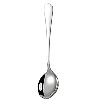Small Spoons Round Head Ice Cream Dessert Coffee Mixing Spoon Tea Sugar Cake Cutlery Scoop Stainless Steel Tableware Spoons Accessories (Color : Silver)